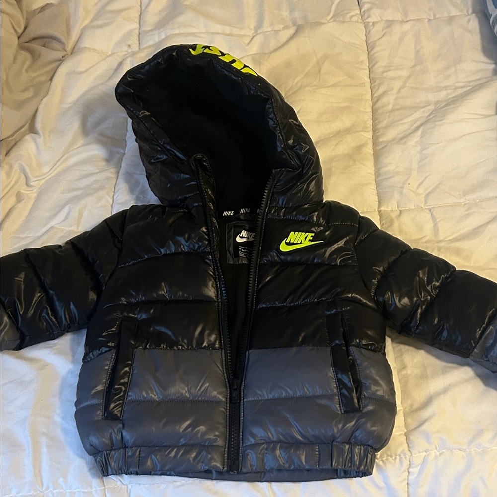 Nike Kids Black and Gray Puffer Jacket- size 2T - wore a few times